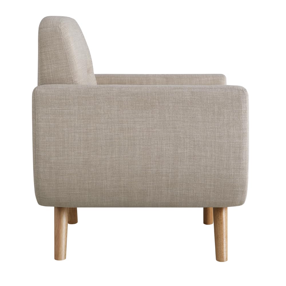 Rosevera Rylee 30”Accent Fabric Upholstered Arm Tufted Comfy for Reading in Bedroom,Living Room, Sofa Chair,Armchair for Small Space,Wood Legs, Standard, Classic Beige