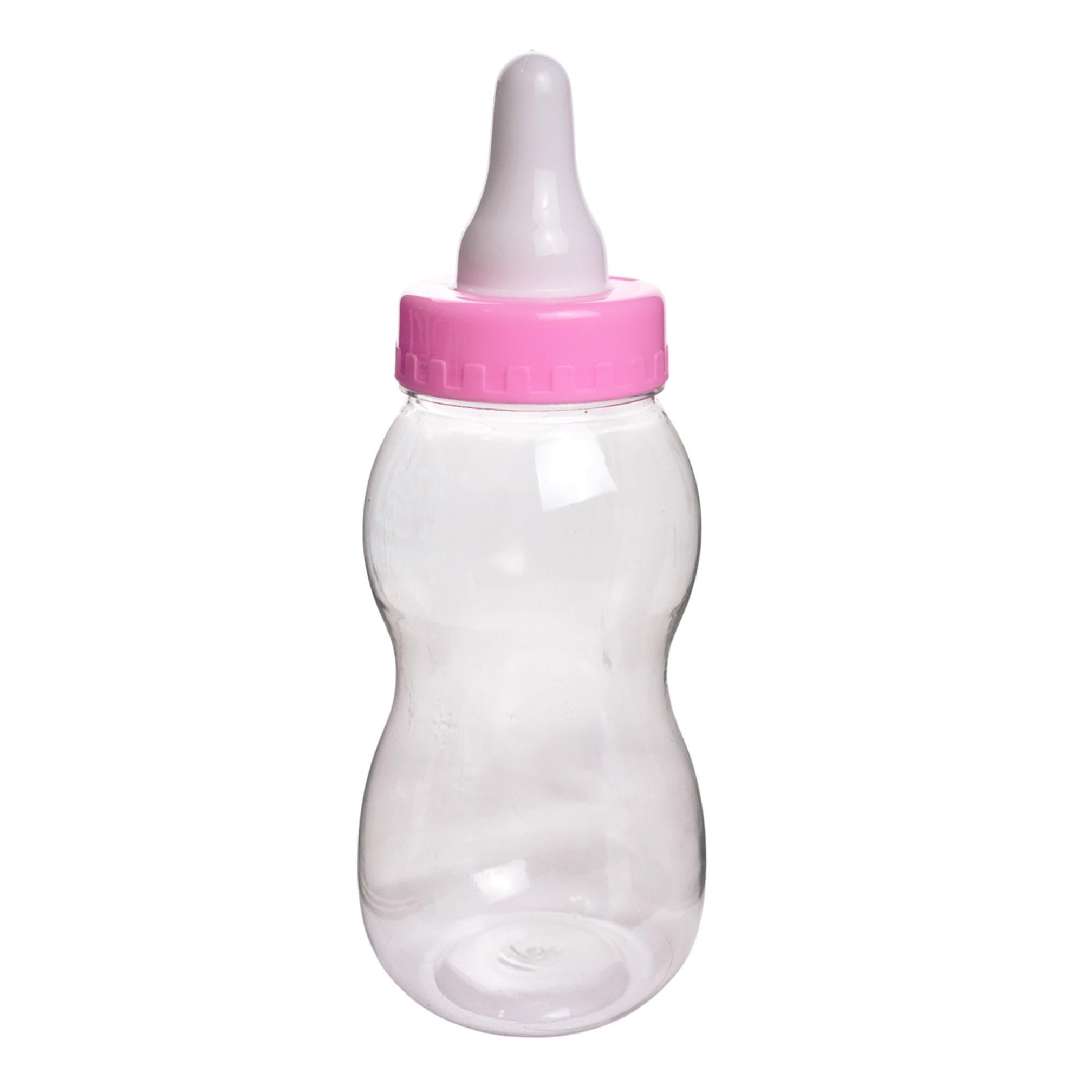 Jumbo Fillable Baby Shower Bank, 10.5" Pink Plastic Baby Bottle Favor Centerpiece