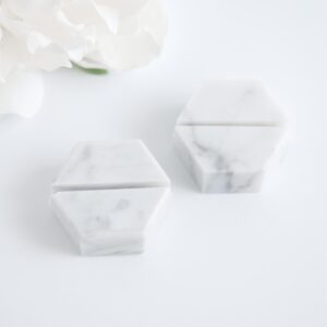 Roselei & Ivory | Marble Place Card Holder (Set of 2) for Card Stock, Perfect for sophisticated table decor, dinner party, weddings, labeling charcuterie boards