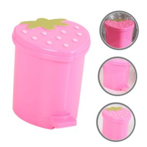 FONDOTIN Cute Strawberry Mini Trash Can Plastic Desktop Garbage Bin for Bedroom Office Car Decor Kawaii Wastebasket for Stylish Room Organization