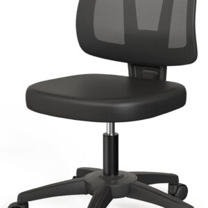 TTD TIANTIANDA Armless Swivel Mesh Computer Office Desk Chair Height Adjustable with Lumber Support for Small Spaces, Black