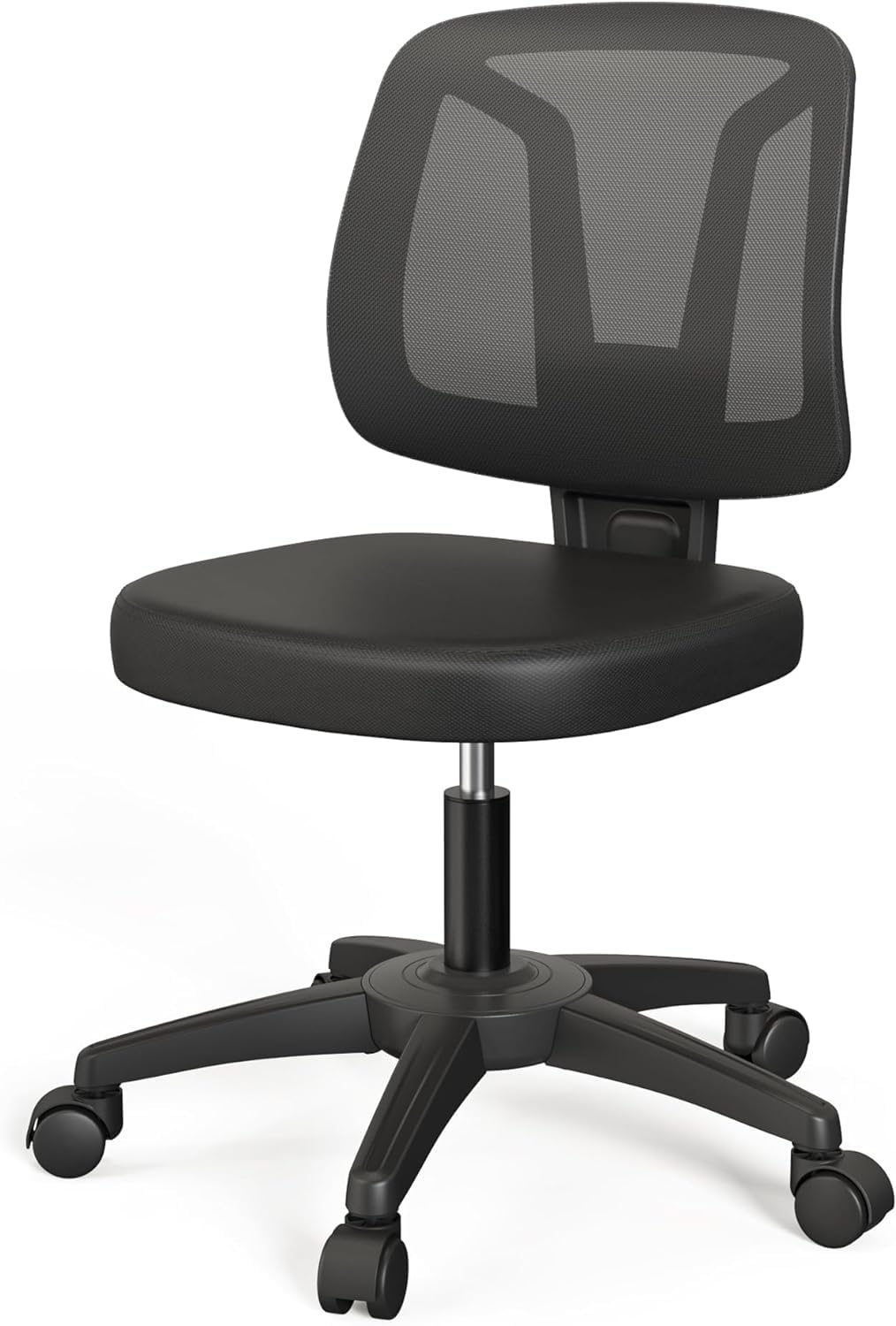 TTD TIANTIANDA Armless Swivel Mesh Computer Office Desk Chair Height Adjustable with Lumber Support for Small Spaces, Black