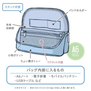 ソニック(Sonic) Sonic Utlim Sma-Sta Ash Wide Mobile Standing Case, Workspace Bag, Converts Into Stand for Smartphone, Stationery, Tech Accessories, Makeup Brush Holder, and More, UT-8655-B, Blue