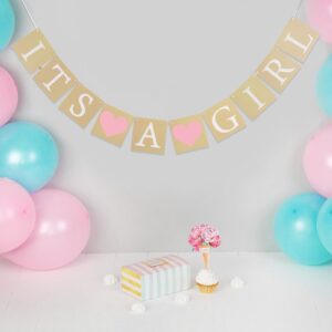 SUNBEAUTY Natural It's A Girl Banner Baby Boy Shower Decorations Baby Shower Girl It's A Girl Sign Baby Gender Show Party Favors Pregnancy Announcement