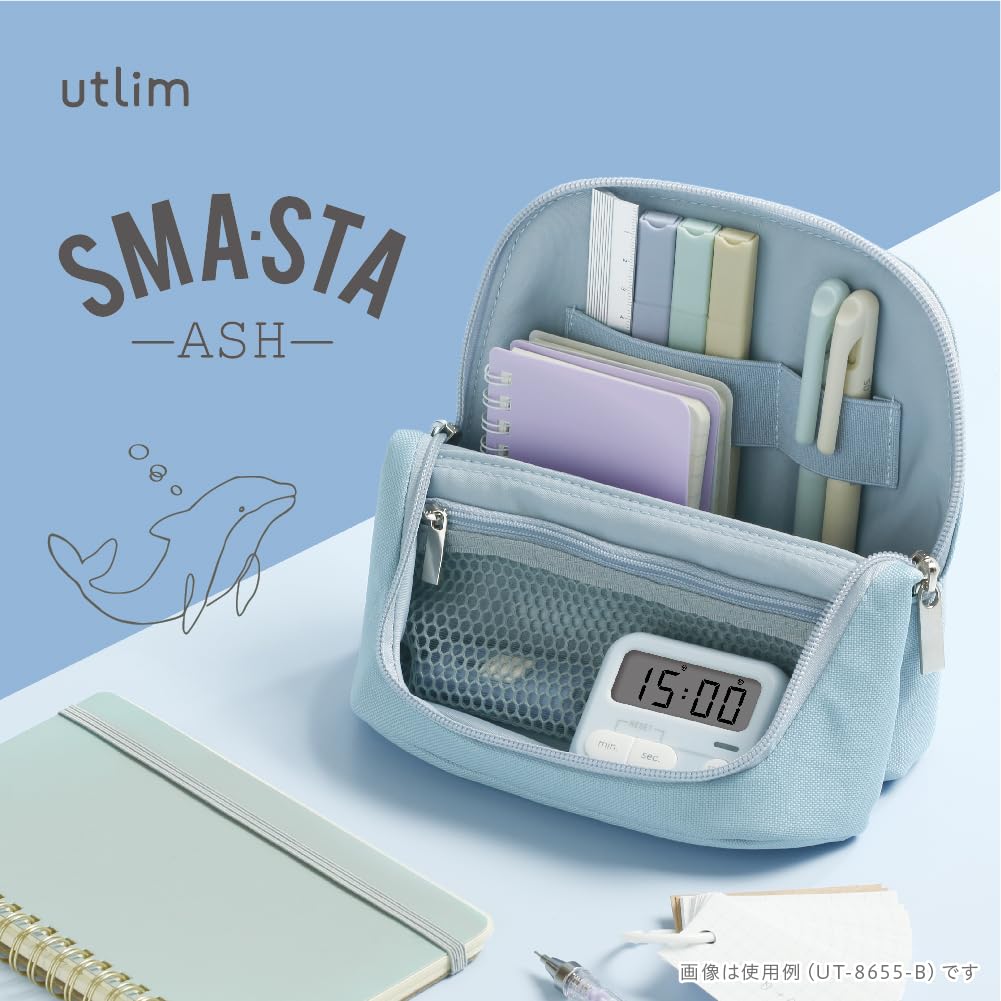 ソニック(Sonic) Sonic Utlim Sma-Sta Ash Wide Mobile Standing Case, Workspace Bag, Converts Into Stand for Smartphone, Stationery, Tech Accessories, Makeup Brush Holder, and More, UT-8655-B, Blue