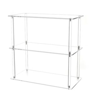 Jusalpha Rectangular 3 Tier Clear Acrylic with Metal Tabletop Display Stand for Desktop Shelf, Bathroom Vanity Cosmetic Makeup Organization Shelves, Home Decor Display Stand (Large 3 Tier)