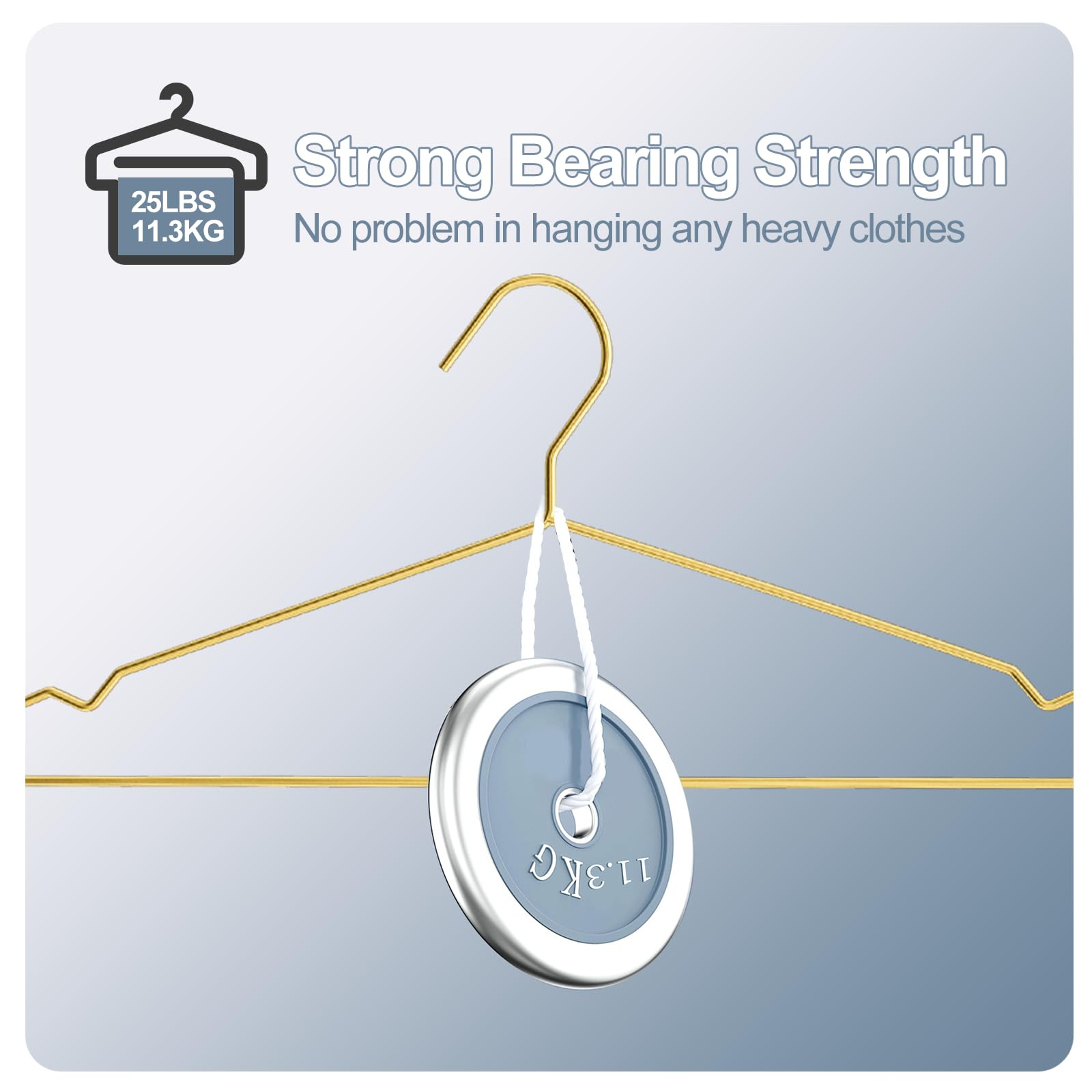 17.7'' Gold Metal Hangers 30 Pack Heavy Duty, Strong Wire Clothes Hangers with Notches, Space Saving Hangers Bulk for Standard Size Coats, Shirts, Suits, Pants,Gold