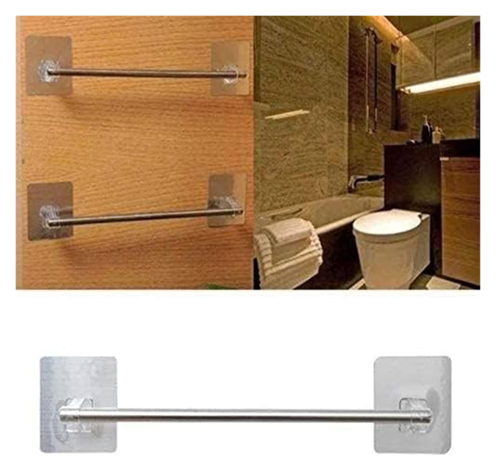 Towel Racks Towel Holder Shelf Bath Stainless Steel Bath Towel Holder Self Adhesive Wall Mounted Hanger Single Rod Organiser for Home Kitchen Bathroom