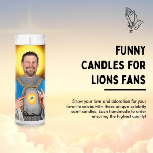 Coach Dan Campbell Candles - Funny Gift Saint Candle - Votive Glass Jar White Candle-Devotional Candles for Lions Lovers - Handmade Wax Candles - Unique Novelty Gift for Football Lovers