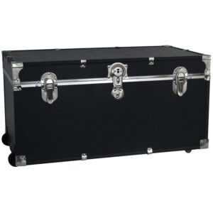 homestock rustic romance 31" storage trunk with wheels & lock, lockable, latch closure type, black, 31"