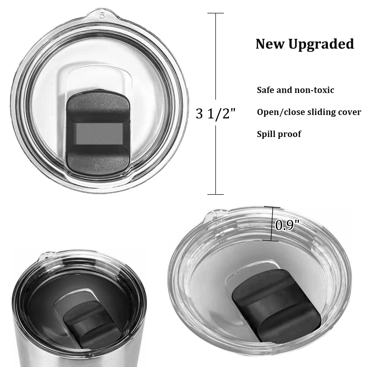 MZY LLC 20 oz Tumbler Lid Replacement lids Magnetic for YETI Rambler, Ozark Trail Spill Proof Cup Tumbler Cover with 2 Replacement Magnetic Slider