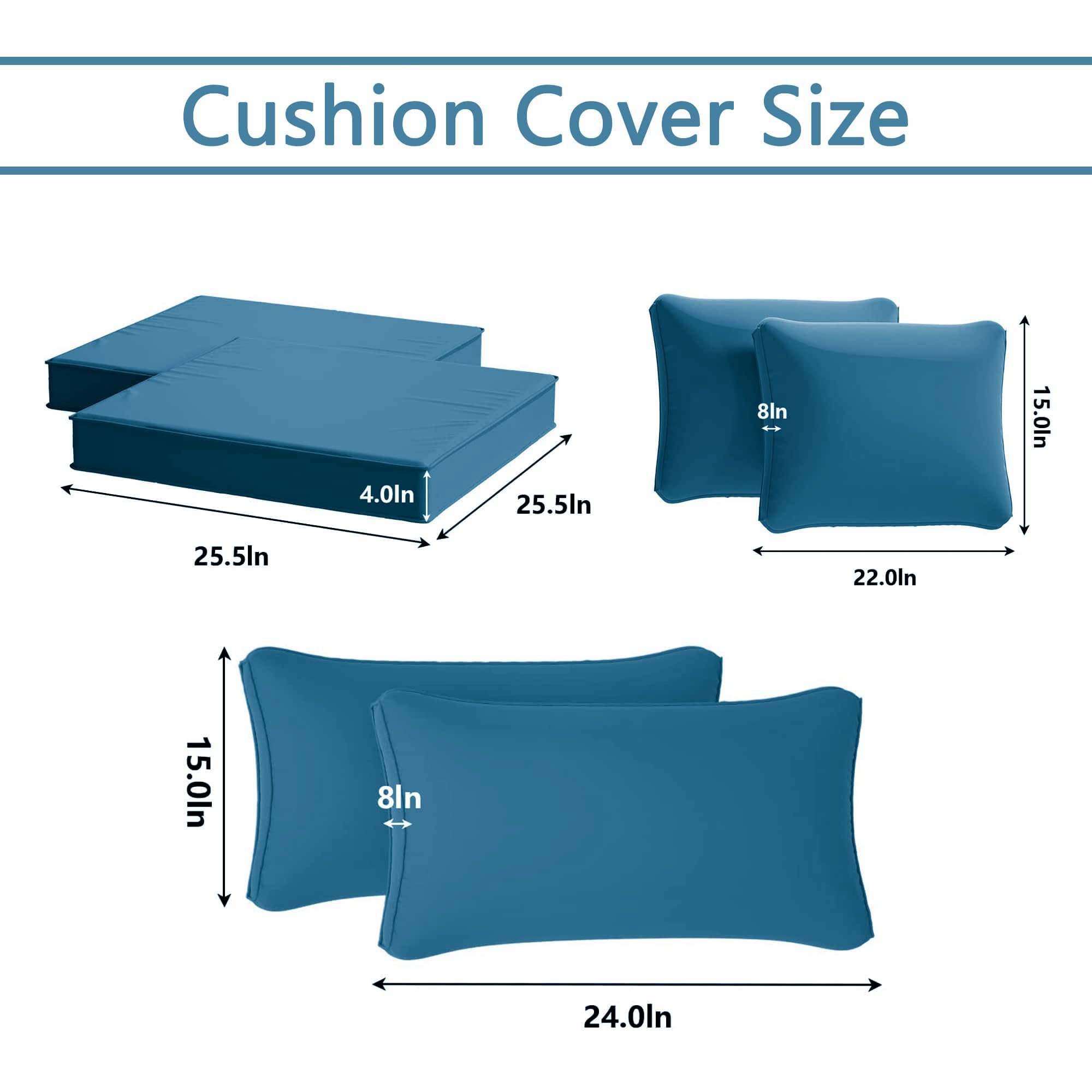 Kimunuk 14 Pcs Outdoor Cushion Slipcovers Outdoor Patio Cushion Covers Replacement Waterproof with Zipper for Outdoor Furniture, Patio Sofa Couch 3 Sizes, Covers Only