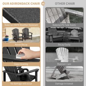 Adirondack Chairs Set of 6, HDPE Adirondack Chairs with Wide Arm, Composite Stackable Chair Set, Modern Adirondack Chair Weather Resistant, Outdoor Adirondack Chair for Fire Pit Patio