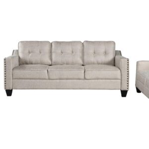 3Pieses Mid-Century Modern Sofa Sets Linen Fabric Tufted Back Sofa&Couch Include 3 Seaters Couch, Loveseat and Armchair with Rivets Rivets for Home Apartment Office Living Room