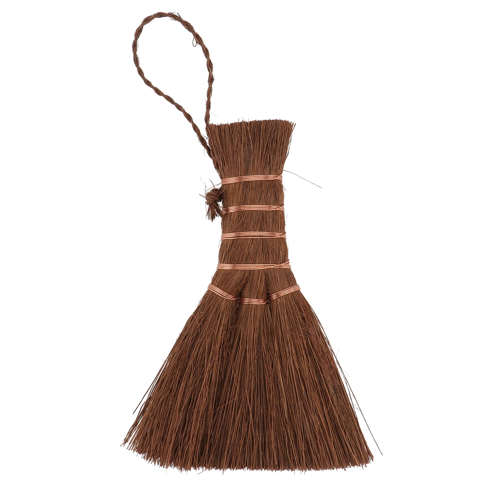 ULTECHNOVO Asian Whisk Broom Natural Straw Broom with Embroidery Nylon Thread Handle with Nylon Hanger