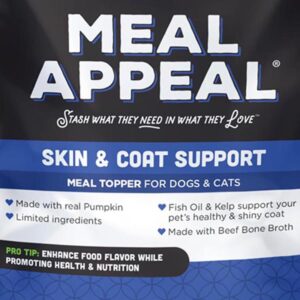 Stashios: Meal Appeal: Skin & Coat Support Food Topper - Beef 4 Oz, Dogs & Cats, Slow Baked Powder, Enhance Food Flavor, Support Nutrition & Health