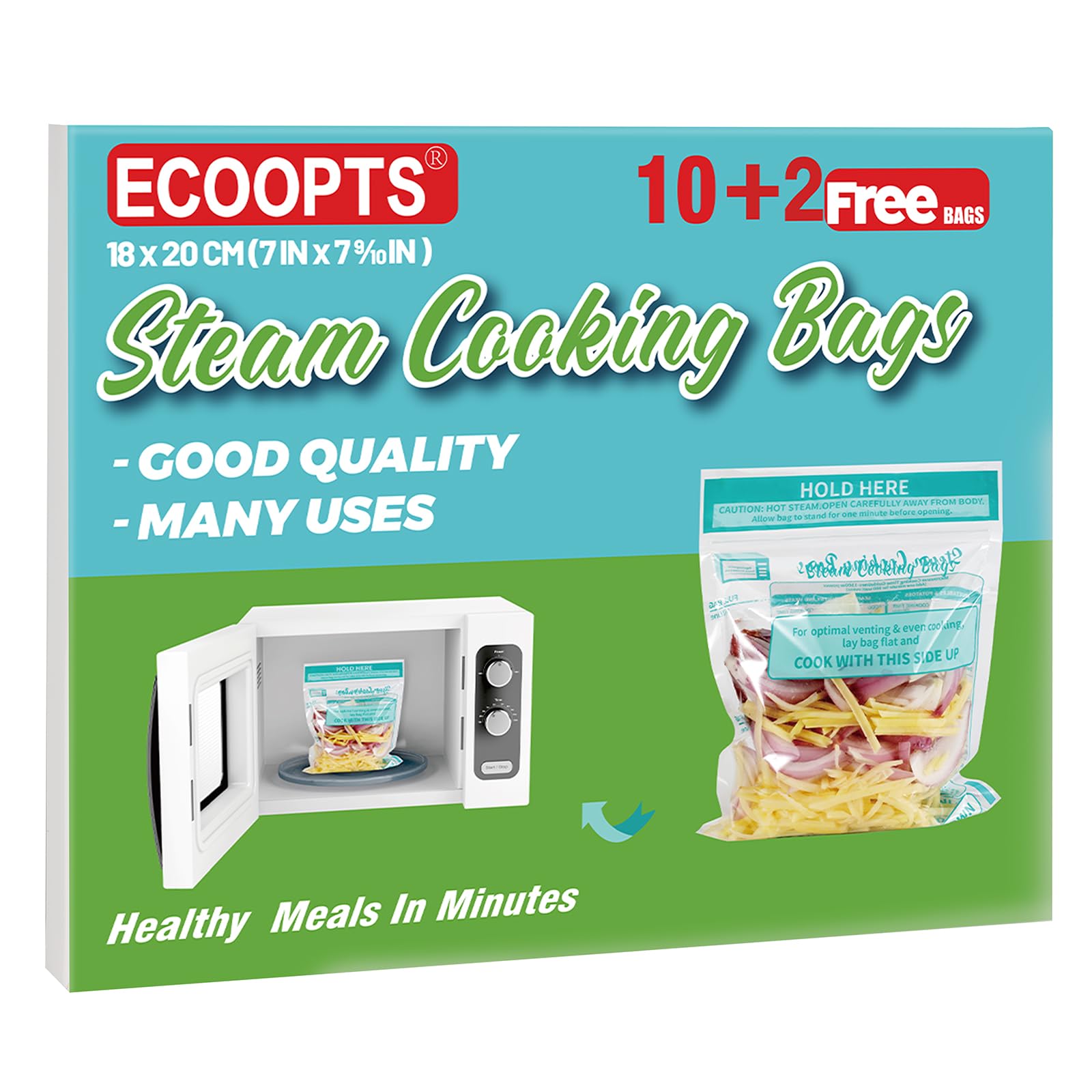 12×Steam Cooking Bags Microwave Steamer Bags for Vegetables,Potatoes and Meat (1PACK)