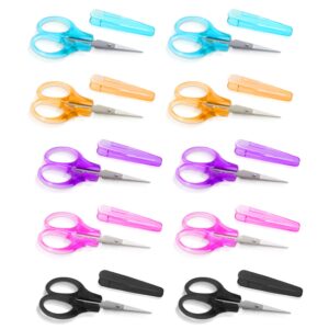 10 pcs small scissors all purpose, stainless steel small sharp scissors, mini detail craft scissors with protective cover, 3.5" tiny scissors for embroidery, paper cutting, sewing, knitting, crafting