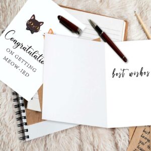 Asmallgf Cute Wedding Card for Cat Lover, Cat Newly Wed Gifts for Couples, Just Married Congratulations Gifts