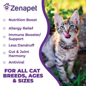 Zenapet Cat Colostrum Plus Superfood Supplement, 240 Day Supply Bovine Colostrum Powder, Cat Probiotic for Immune Support, Digestive Health, Allergy Relief, Joint Support, and Skin/Coat Health