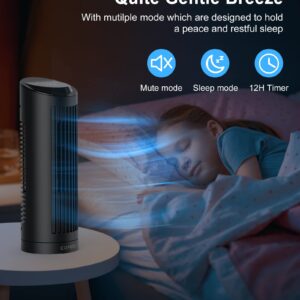 Tower Fan for Bedroom, 20ft/s Quiet Cooling Fan, 70° Oscillating Floor Fan with Remote,Led Display,3 Speed Options,4 Modes,12Timer,13“ Bladeless Portable Table Fan for Bedroom Office Home Black