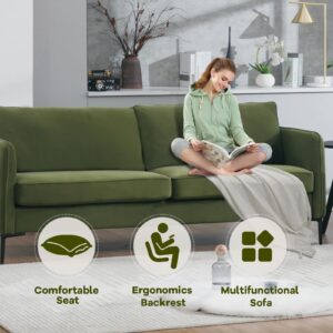 Linyuanwai Velvet Loveseat Sofa, 50" Modern 2 Seaters Couch Comfy Upholstered Love Seat with 2 Pillows Metal Legs for Livingroom,Bedroom, Apartment,Small Space, Green