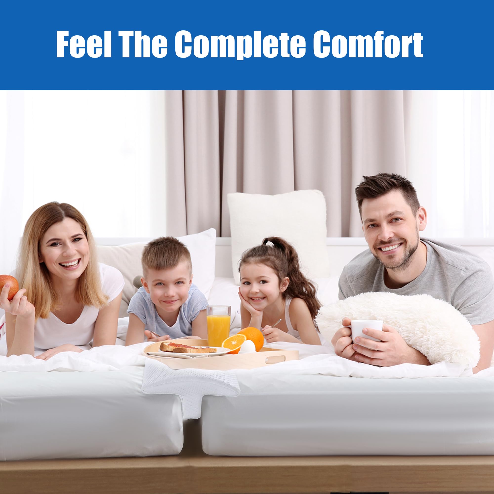 HOMBYS Twin to King Bed Converter Kit Bed Bridge with Removable Cover, Supportive Foam Split King Gap Filler for Adjustable Bed, Mattress Bridge Bed Connector for Stayover, Family Room