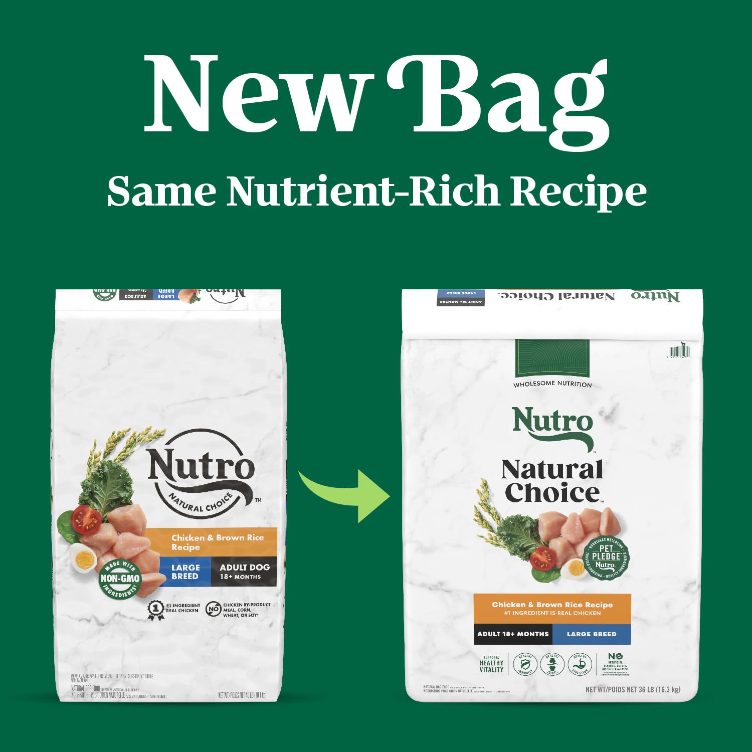 Nutro Natural Choice Adult Large Breed Dry Dog Food, Chicken and Brown Rice Recipe, 36 lb. Bag