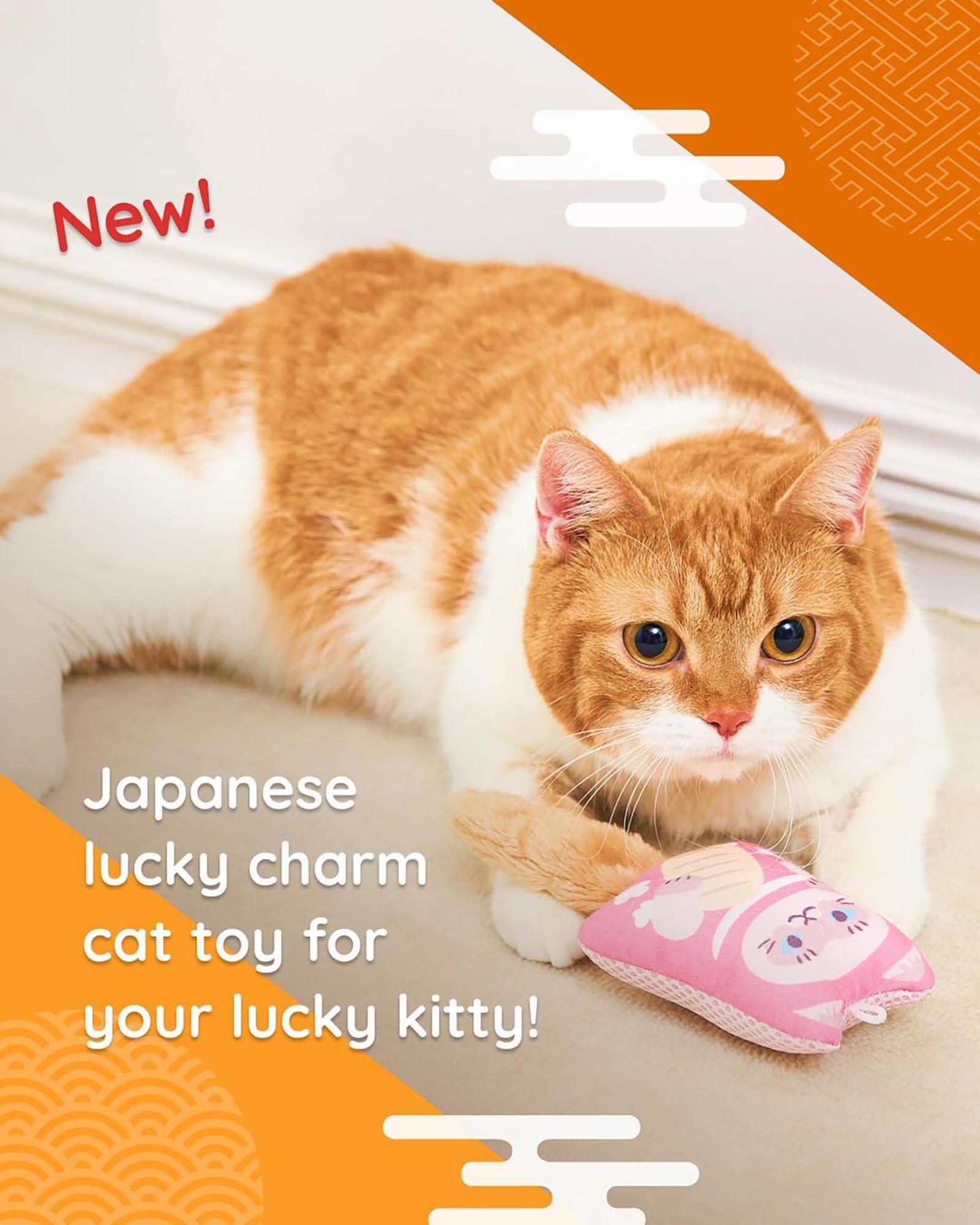 NAKAMA Meow Mamori, Dental Cat Chew Toy, Guardian Dog Pattern