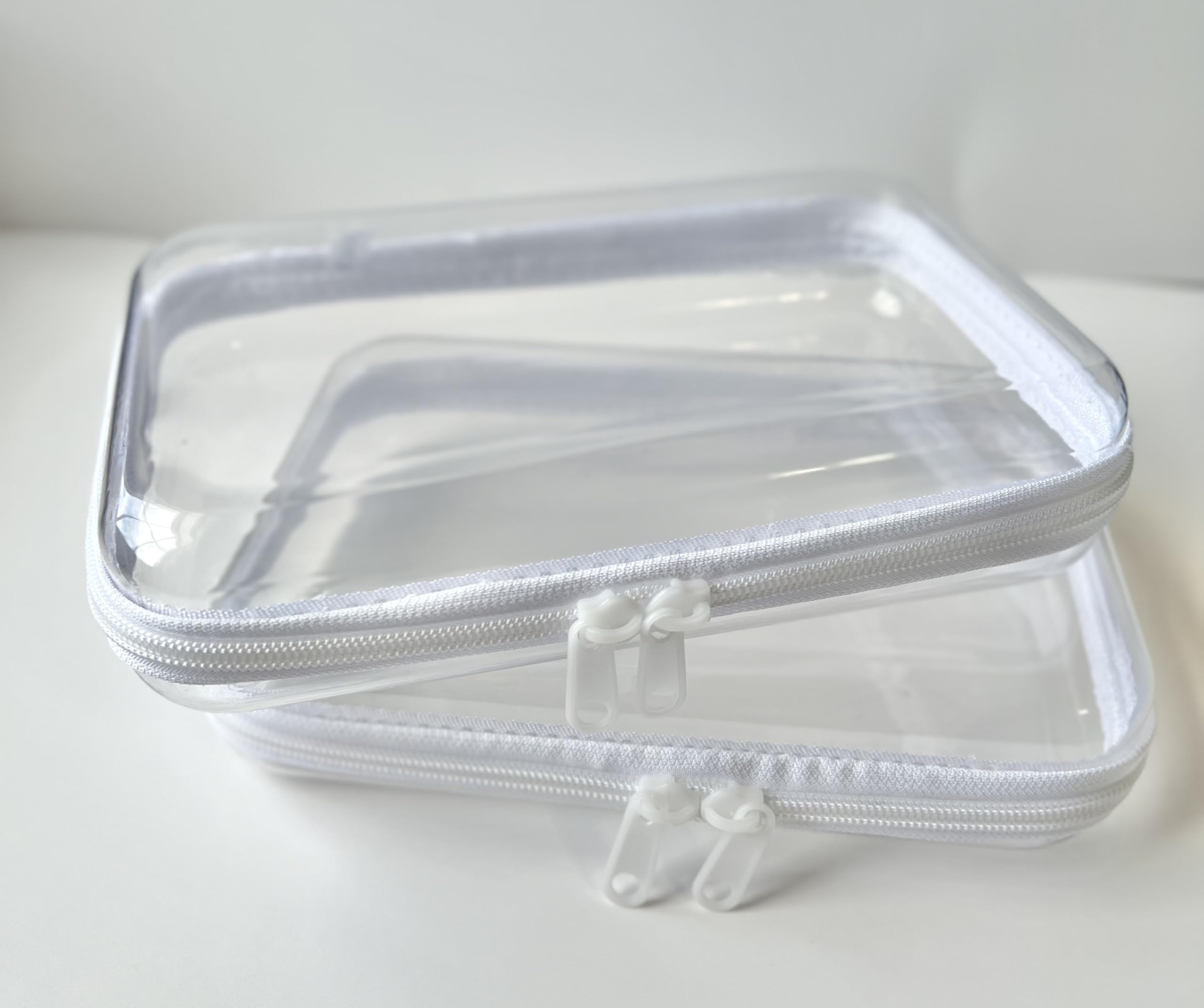 FAI Products Clear/Transparent Hard PVC Organizing Case with Double Zipper, Declutter and Tidy Lifestyle Bin(2PCS)