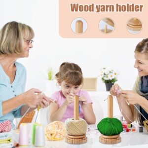 Wooden Yarn Holder Dispenser for Crocheting, Stand Ball Spindle Crochet and Sewing Tool, Prevent Yarn Tangling, Winding and Dispensing Accessories