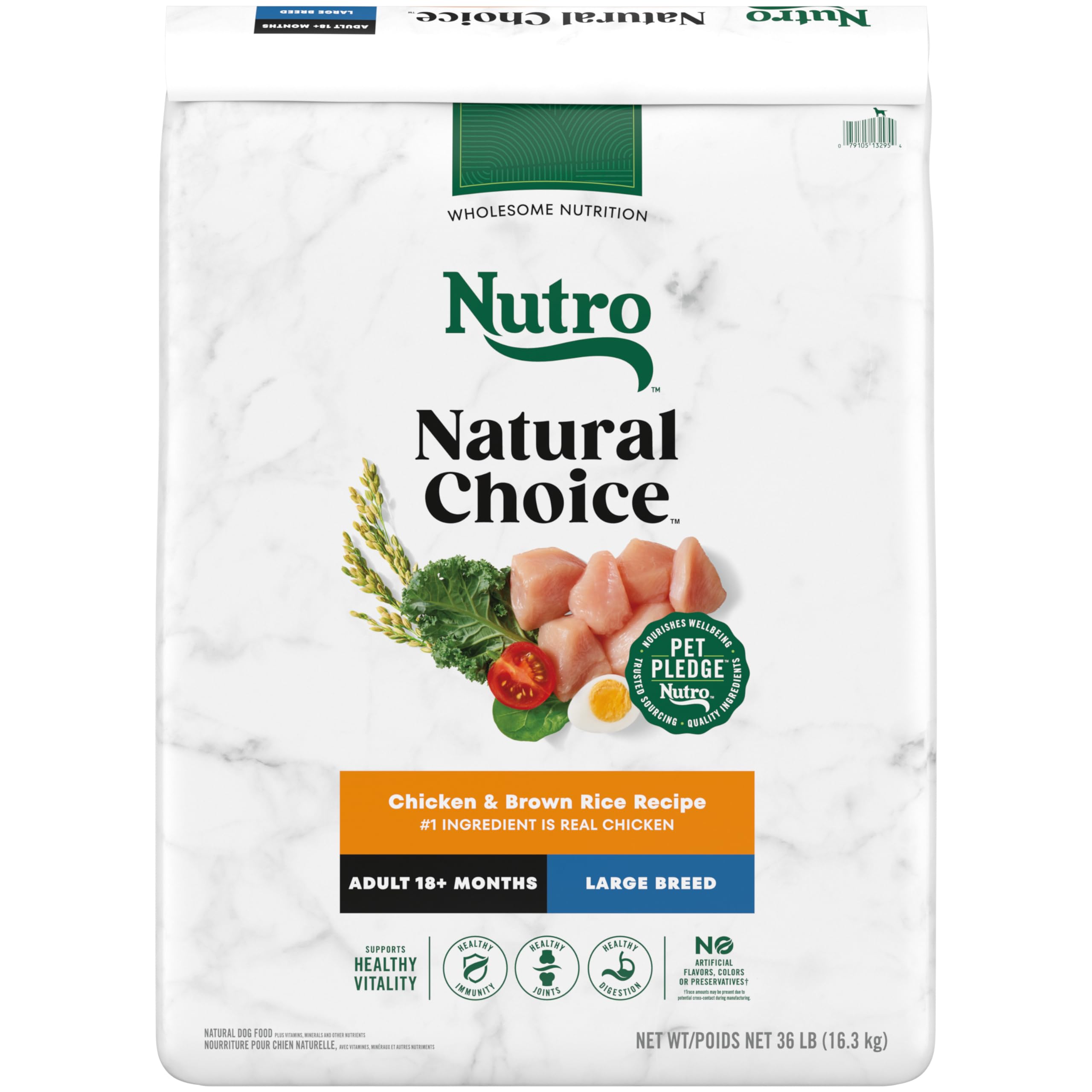 Nutro Natural Choice Adult Large Breed Dry Dog Food, Chicken and Brown Rice Recipe, 36 lb. Bag