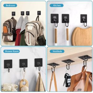 Dealsgogo Adhesive Wall Hooks, Black, Pack of 10 - Waterproof, Rustproof Bathroom Hooks, Up to 30lb(Max). Ideal for Hanging, Suitable for Bathroom, Kitchen, Home, Ceiling and Window