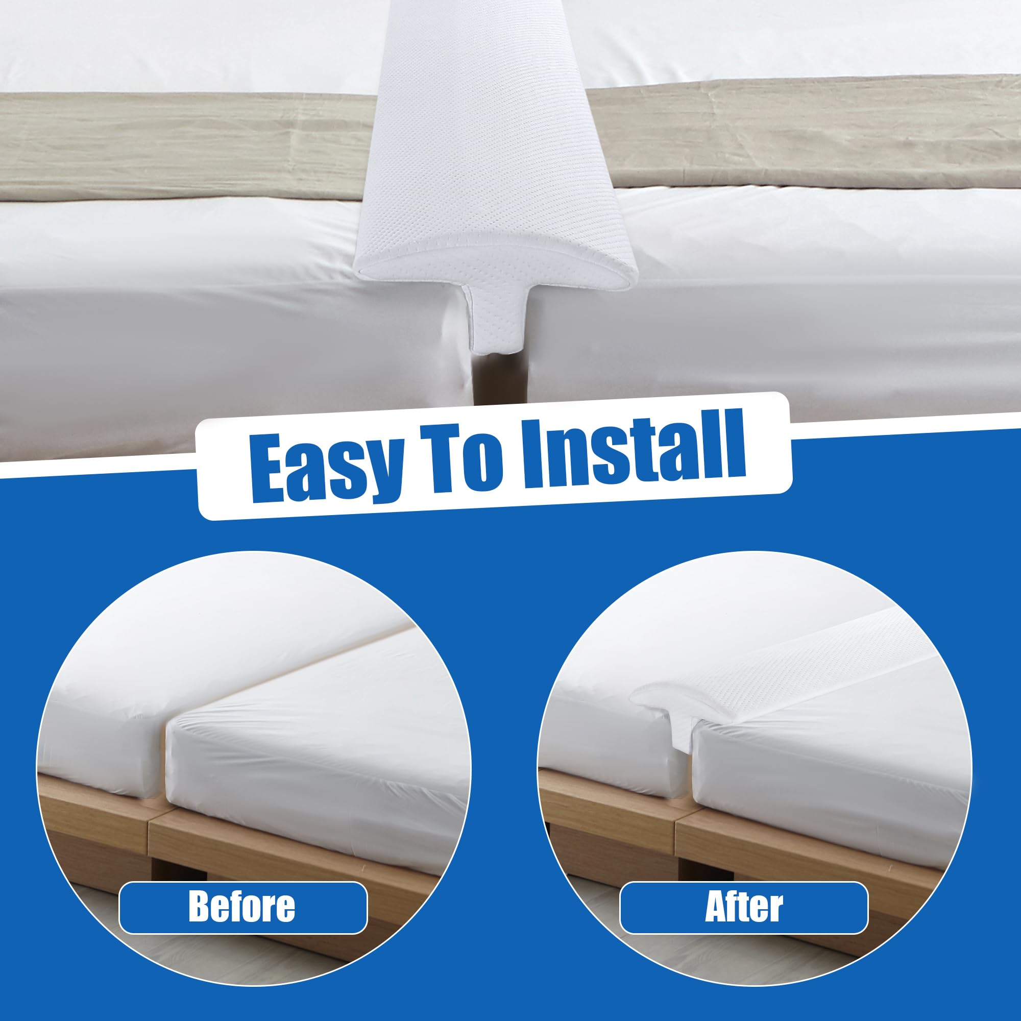 HOMBYS Twin to King Bed Converter Kit Bed Bridge with Removable Cover, Supportive Foam Split King Gap Filler for Adjustable Bed, Mattress Bridge Bed Connector for Stayover, Family Room