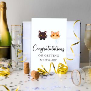 Asmallgf Cute Wedding Card for Cat Lover, Cat Newly Wed Gifts for Couples, Just Married Congratulations Gifts