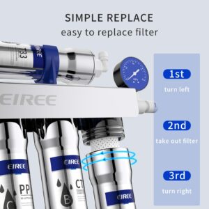 EIREE 0.01μm Ultra Filtration Mineral Water Purifier Under Sink Water Filter NSF/ANSI 42 Certified Remove 99.99% of Contąminants、Pb Hg Cd、Cadmium、Chlorine、Odor、Bad,Water Filter System（5-Stage）