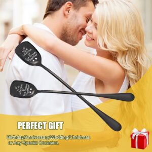 To A Lifetime of Ice Cream Together Gifts For Couple, 2PCS Spoon Christmas Wedding Gifts For Couple,Anniversary Birthday Valentine’s Day Gifts For Lover,Unique Wedding Engagement Gifts (BLACK)