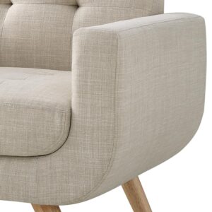 Rosevera Rylee 30”Accent Fabric Upholstered Arm Tufted Comfy for Reading in Bedroom,Living Room, Sofa Chair,Armchair for Small Space,Wood Legs, Standard, Classic Beige