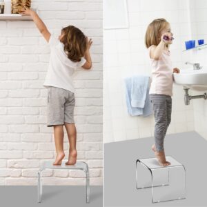 Acrylic Non-Slip Step Stool, 12.6 Inches Acrylic Small Step Stool, Toilet Stool, Plant Stand, Footstool, Display Rack