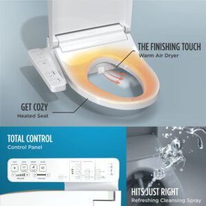 TOTO SW3023#01 WASHLET KC2 Round Electronic Bidet Toilet Seat, Cotton White & WASHLET A2 Electronic Bidet Toilet Seat with Heated Seat and SoftClose Lid, Elongated, Cotton White