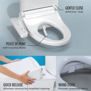 TOTO SW3023#01 WASHLET KC2 Round Electronic Bidet Toilet Seat, Cotton White & WASHLET A2 Electronic Bidet Toilet Seat with Heated Seat and SoftClose Lid, Elongated, Cotton White