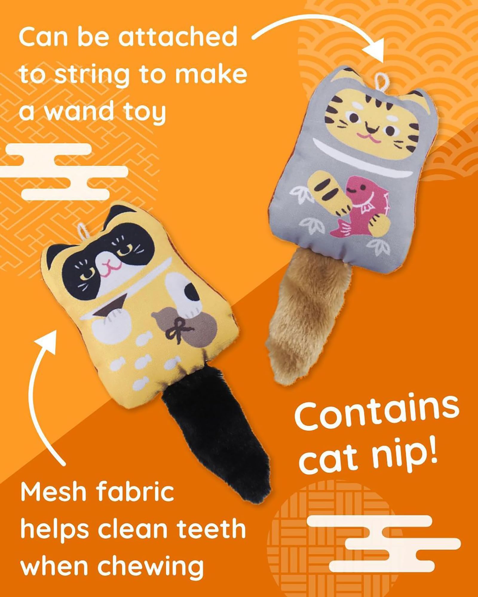 NAKAMA Meow Mamori, Dental Cat Chew Toy, Guardian Dog Pattern