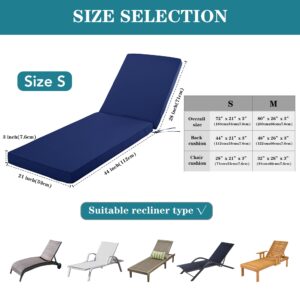 Comcaver Chaise Lounge Cushion for Outdoor Furniture, Waterproof Fade and Tear Resistant Lounge Deck Chair Cushions for Patio Lawn Pool Resort Hotel, 72x21x3 Inch, Navy