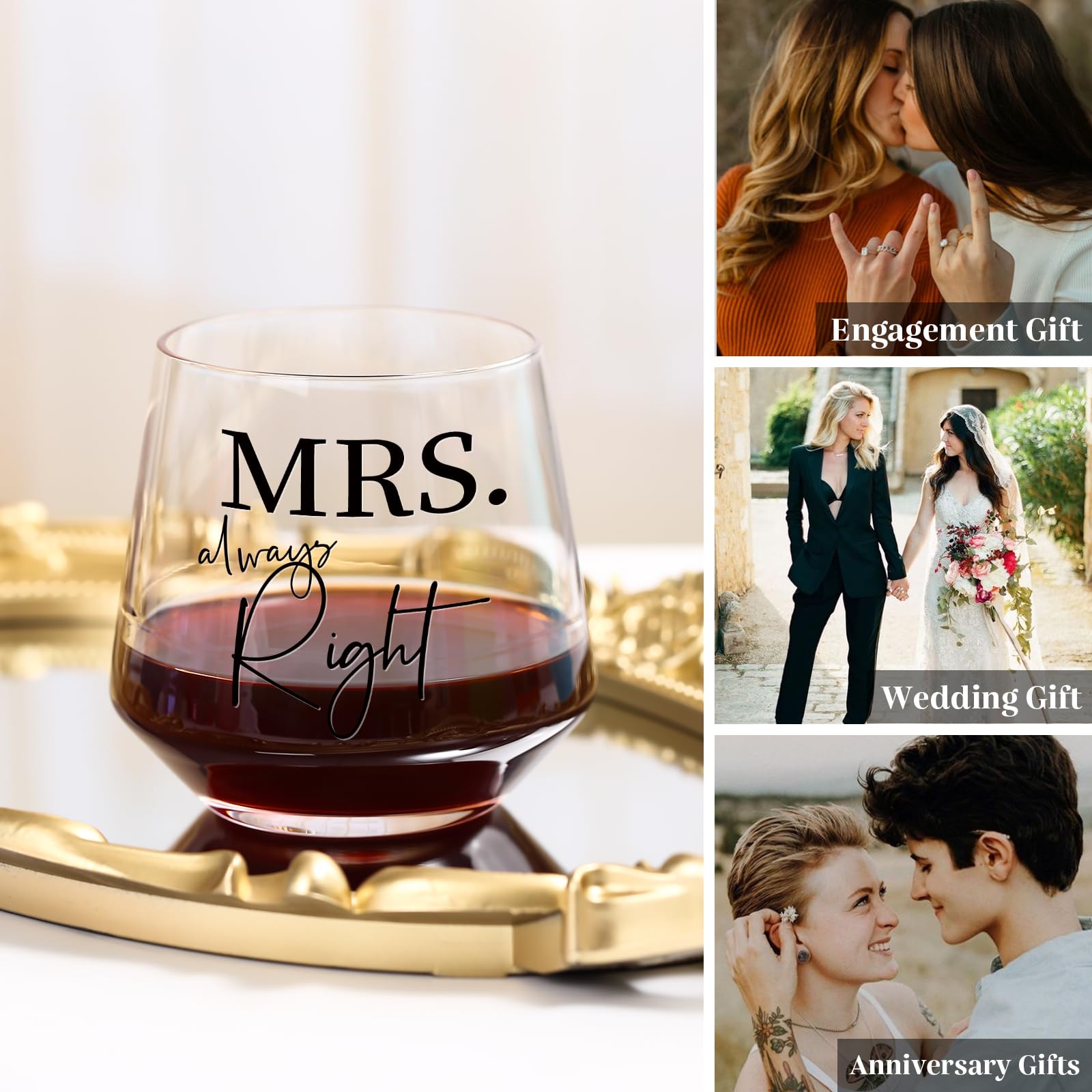 comfit Mrs and Mrs Lesbian Wedding Gifts/Lesbian Birthday Gift for Couples/Lesbian Engagement Gifts,Lesbian Couples gifts for Christmas Thanksgiving