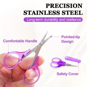 10 Pcs Small Scissors All Purpose, Stainless Steel Small Sharp Scissors, Mini Detail Craft Scissors with Protective Cover, 3.5" Tiny Scissors for Embroidery, Paper Cutting, Sewing, Knitting, Crafting