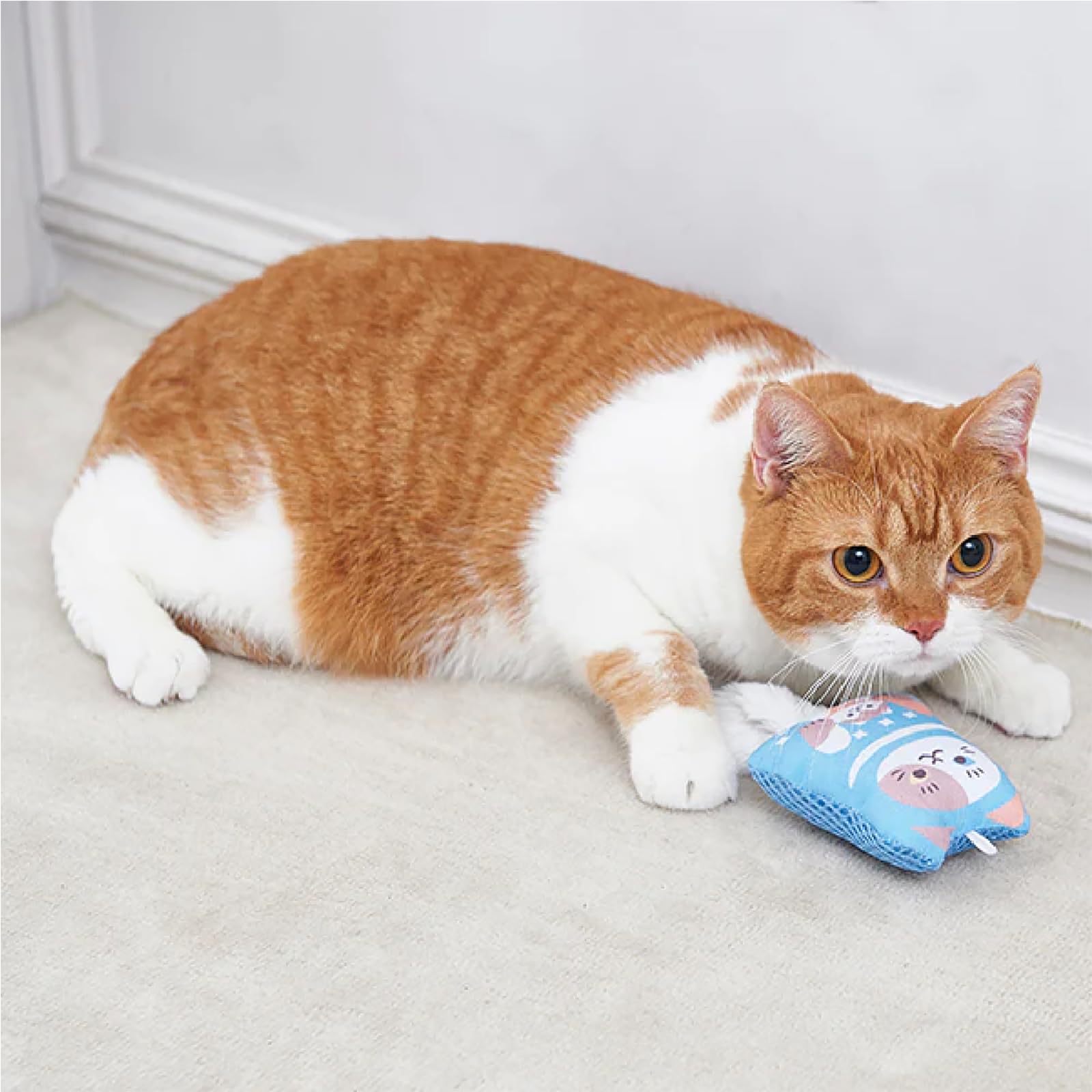 NAKAMA Meow Mamori, Dental Cat Chew Toy, Guardian Dog Pattern