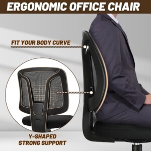 TTD TIANTIANDA Armless Swivel Mesh Computer Office Desk Chair Height Adjustable with Lumber Support for Small Spaces, Black