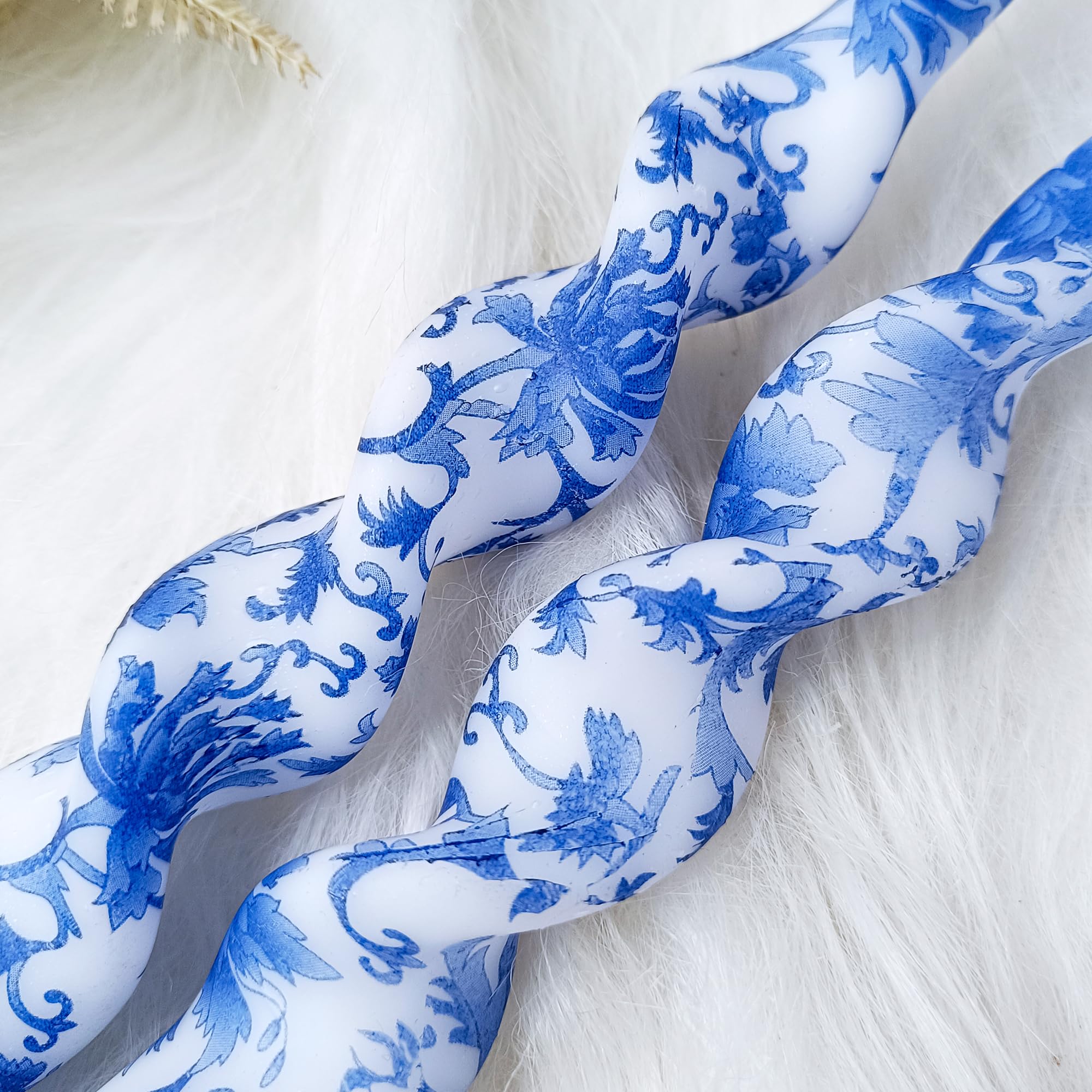 Floral Candlesticks Spiral Taper Candles - Gedengni Set of 2 Blue and White Twisted Candlesticks 10 Inches Long Candle Sticks Colorful Tapered Candles for Household Dinner Wedding Party (1D2T-BLUWHT)