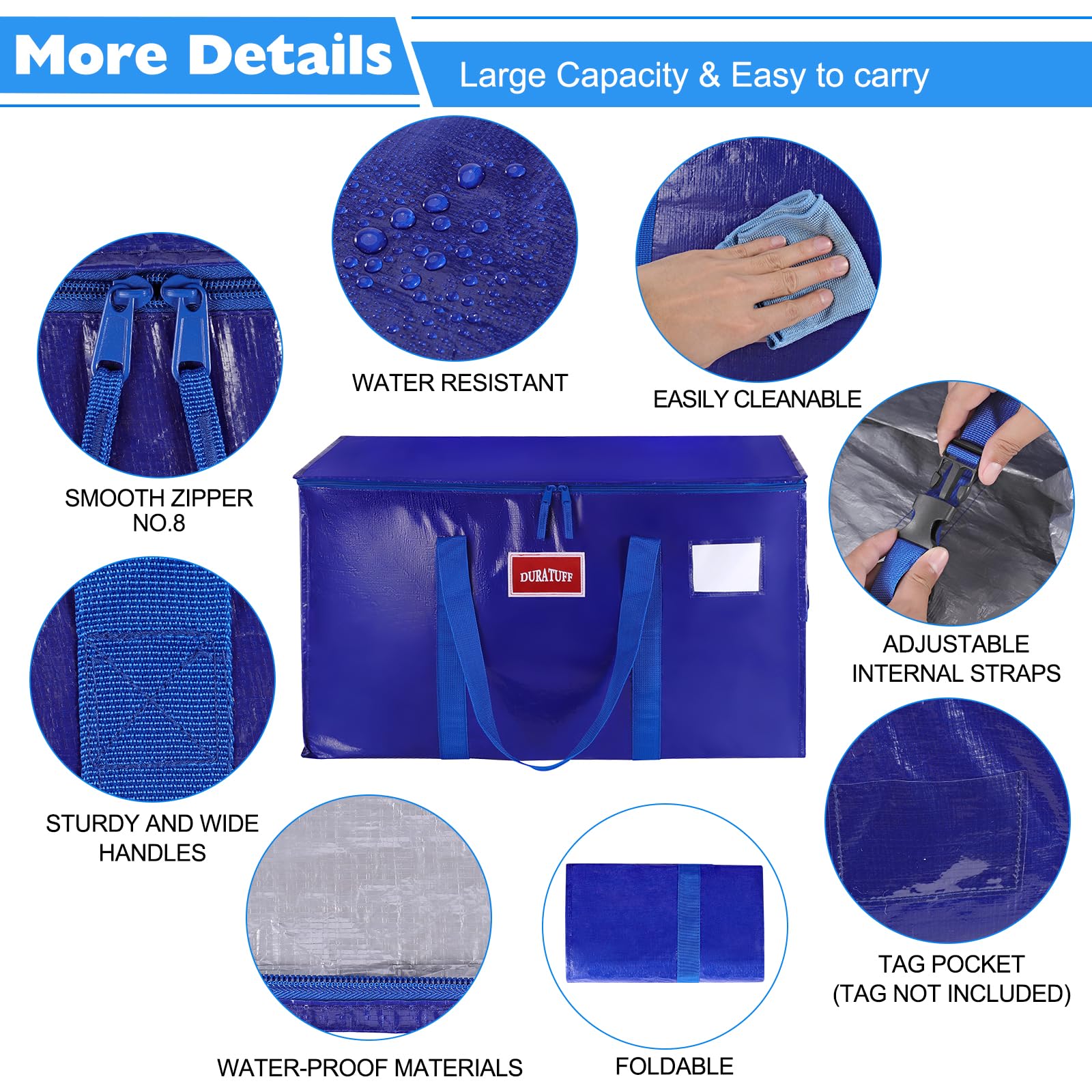 Heavy Duty Moving Bags Extra Large,Storage Bags With Zipper,Storage Totes With Lids,Large Packing Bags For Moving Storage