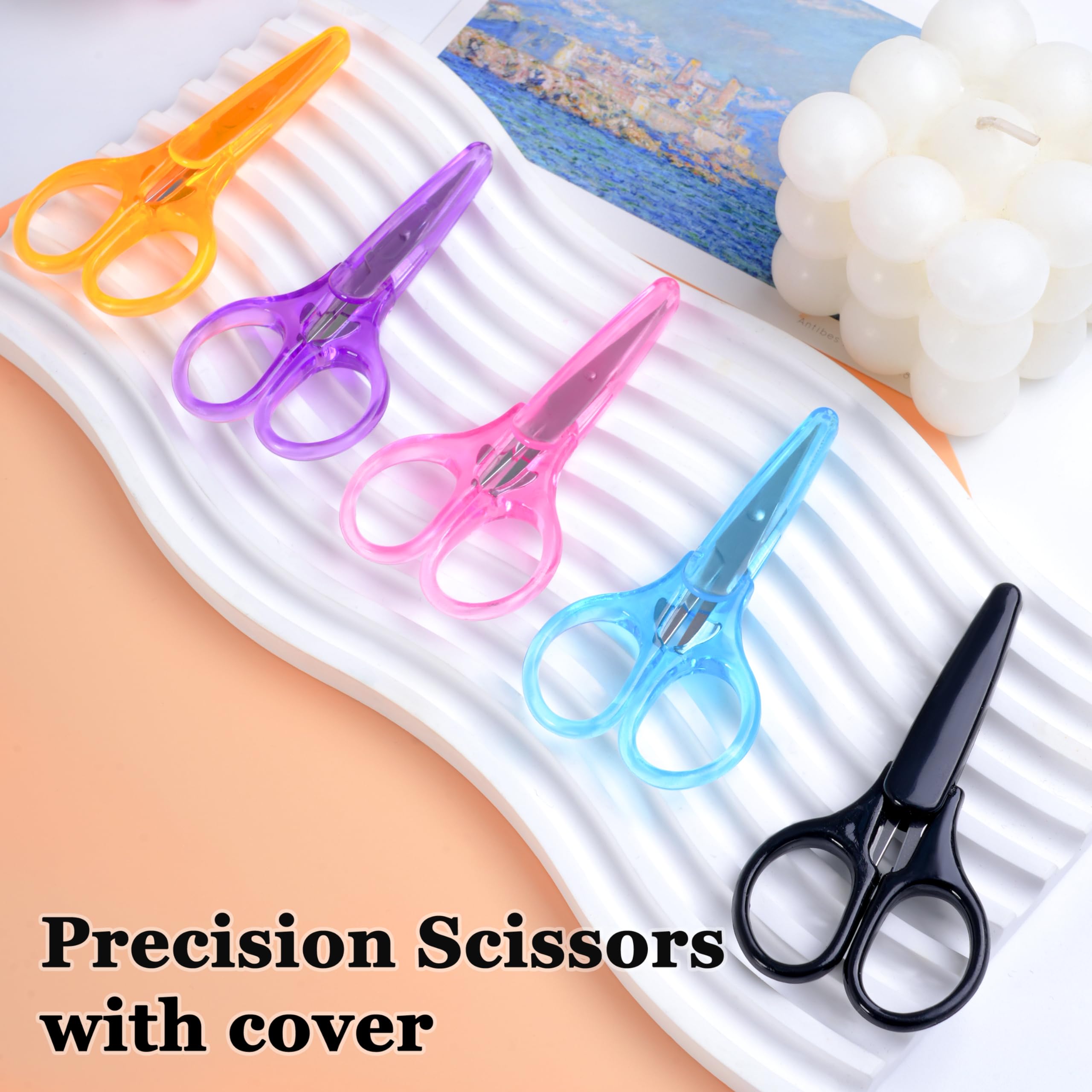 10 Pcs Small Scissors All Purpose, Stainless Steel Small Sharp Scissors, Mini Detail Craft Scissors with Protective Cover, 3.5" Tiny Scissors for Embroidery, Paper Cutting, Sewing, Knitting, Crafting